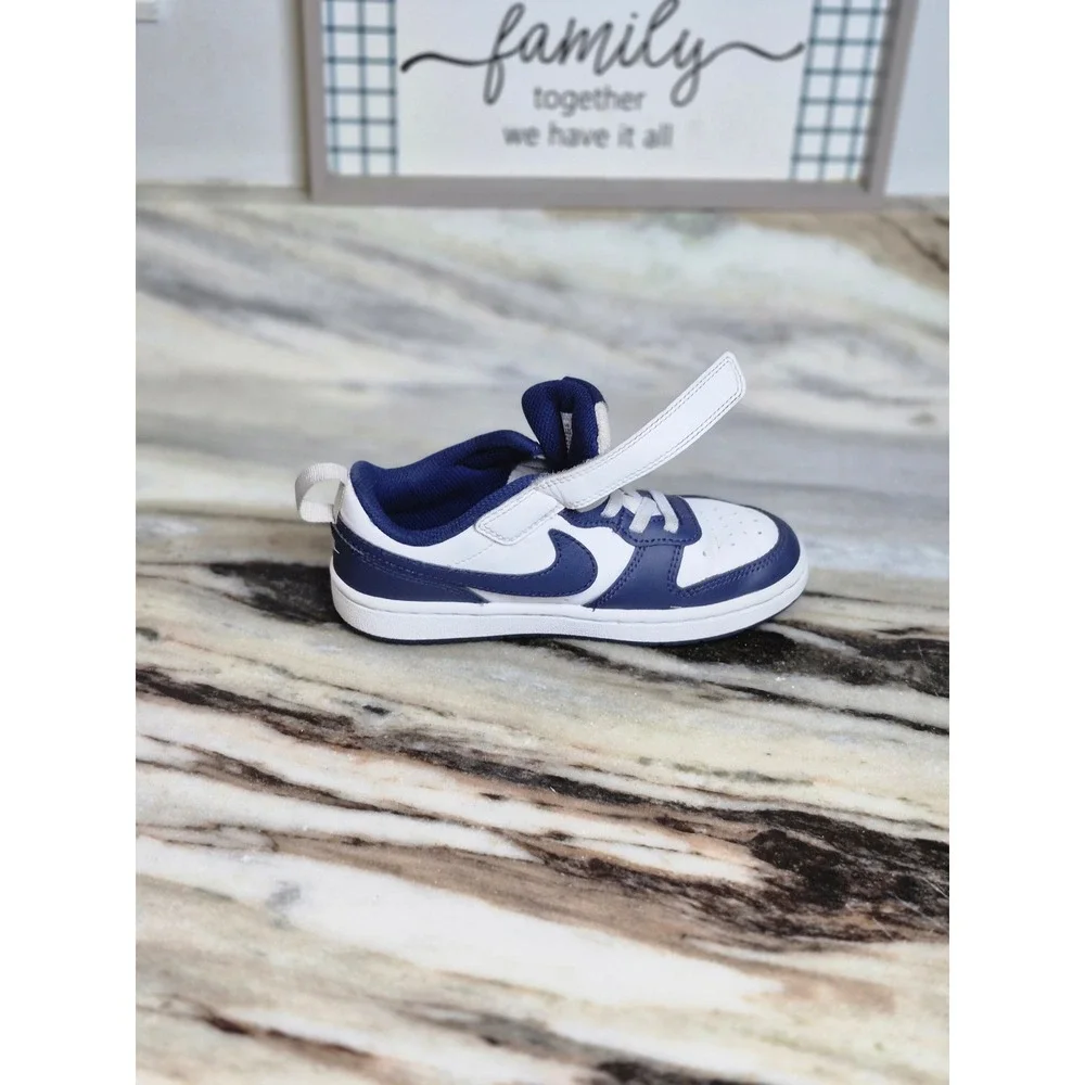 Nike Court Borough Low 2 Midnight Navy White BQ5451-107 Kids Size 12C Sneaker